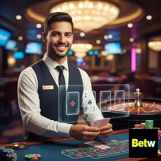 O dealer do cassino Betw demonstra serviços VIP com segurança.
