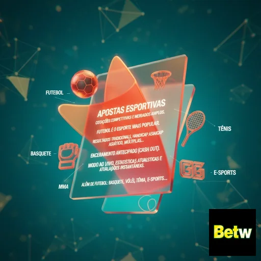 Imagem da plataforma betw destacando apostas esportivas variadas.