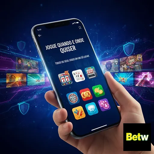 Celular mostrando a interface de jogos de slots no site Betw.