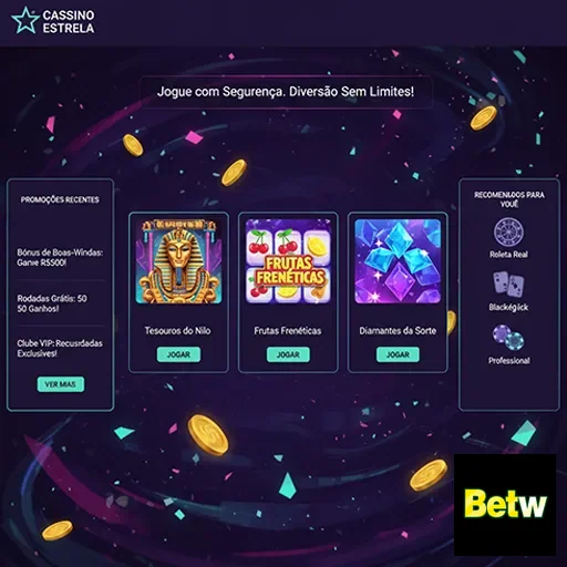 Interface do site betw com promoções VIP destacadas.