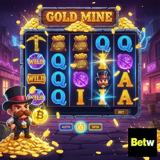 Imagem do jogo Gold Mine no site betw, mostrando suas funções.