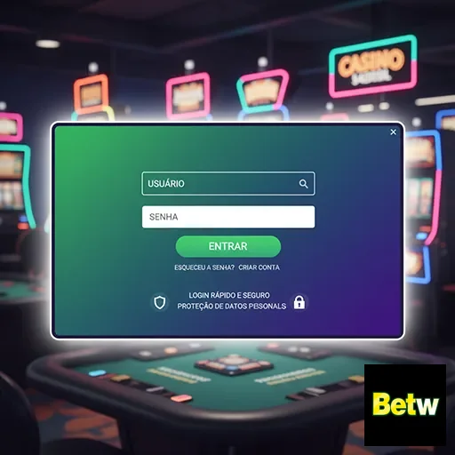 Tela de login da Betw para acesso a cassino online.