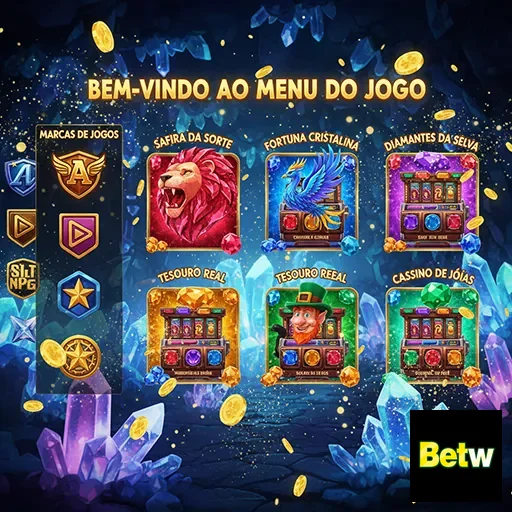 Menu de jogos da betw com opções de slots coloridos.