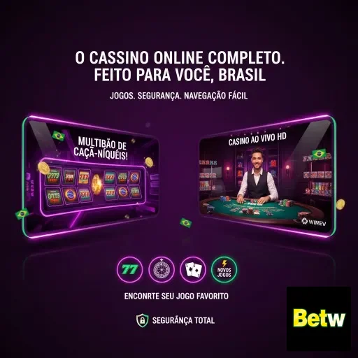 Plataforma betw com destaque para jogos e segurança do cassino.