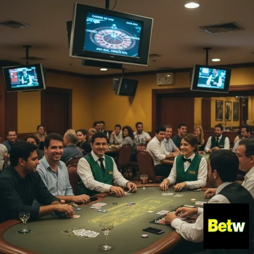 Jogadores em mesa de cassino ao vivo no betw com croupiers.